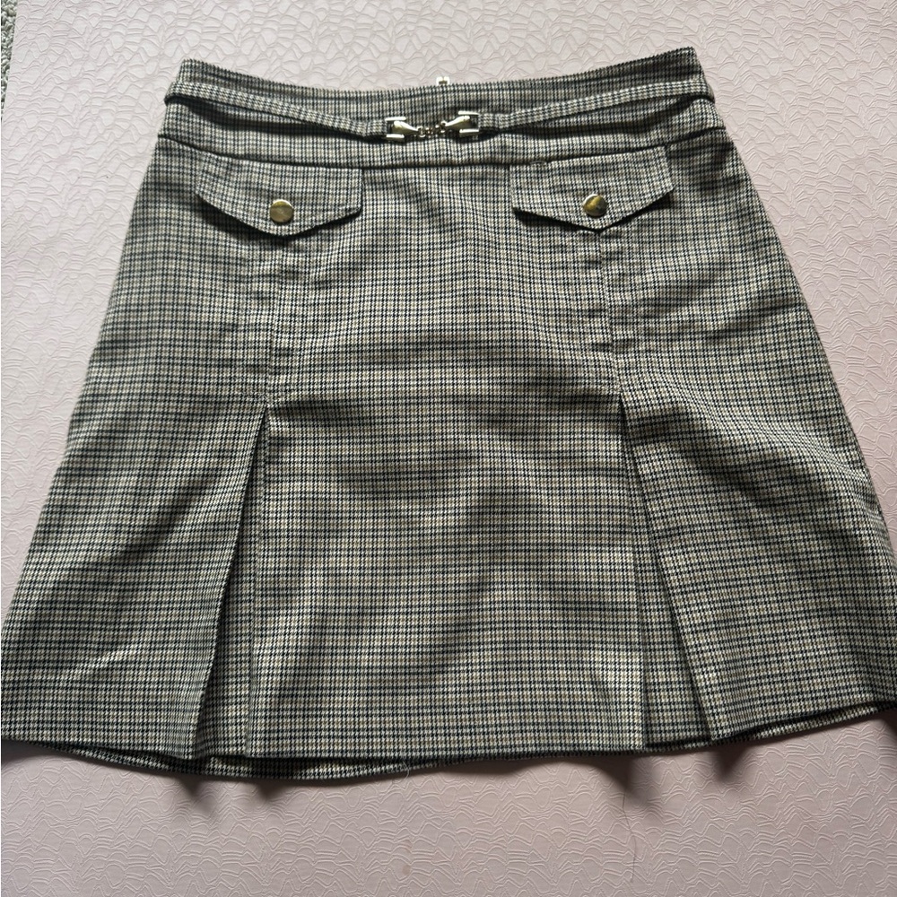 Topshop Black and White Checkered Mini Skirt